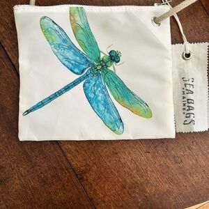 Maine Sea Bags , Dragonfly Print White crossbody purse.